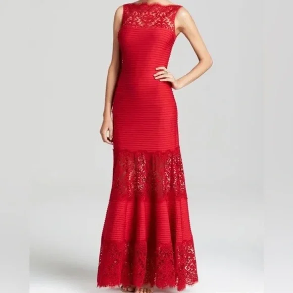 Black Lace Dress Tadashi Shoji Maxi Dress Tadashi Shoji Dresses Tadashi  Shoji French Rose Red Lace Inset Pintuck Jersey Dress Gown Sp Poshmark